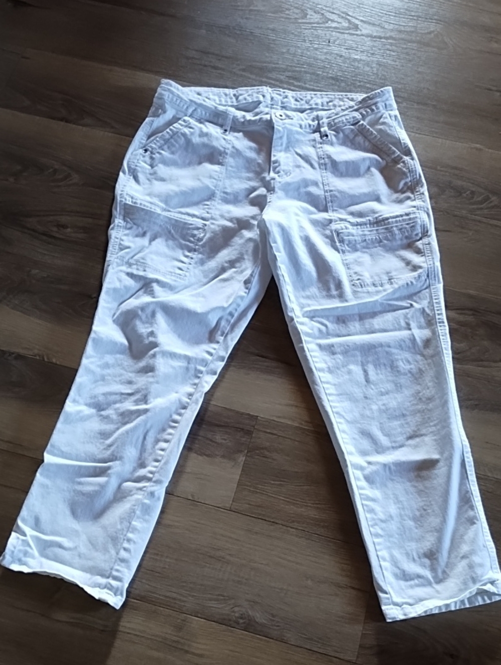 Jag Jeans White Button-Front Cotton Pants
